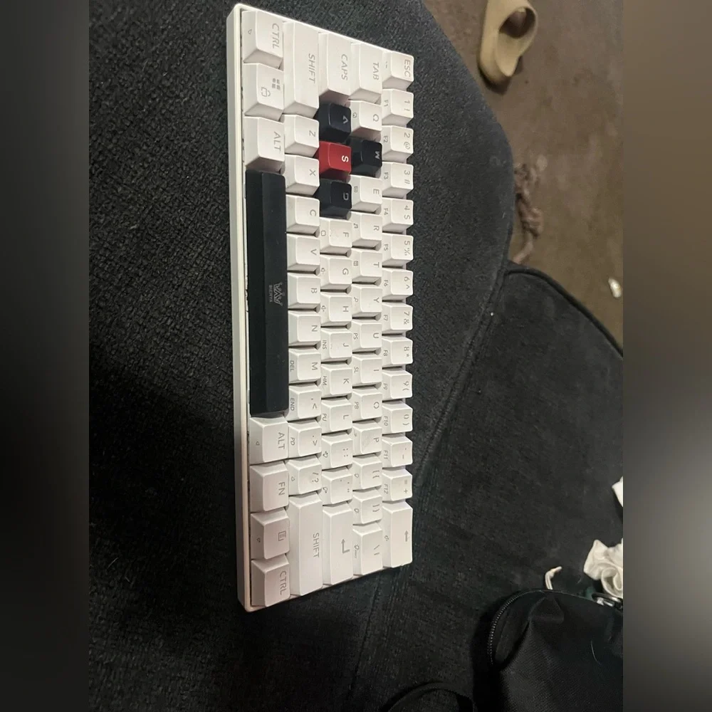 White Mechanical Keyboard with Black and Red Keys